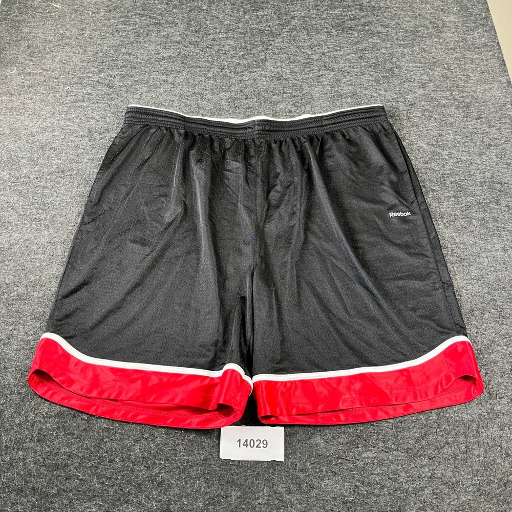 Reebok Basketball Shorts Mens 3XL Black White Striped Mesh Athletic Outdoor